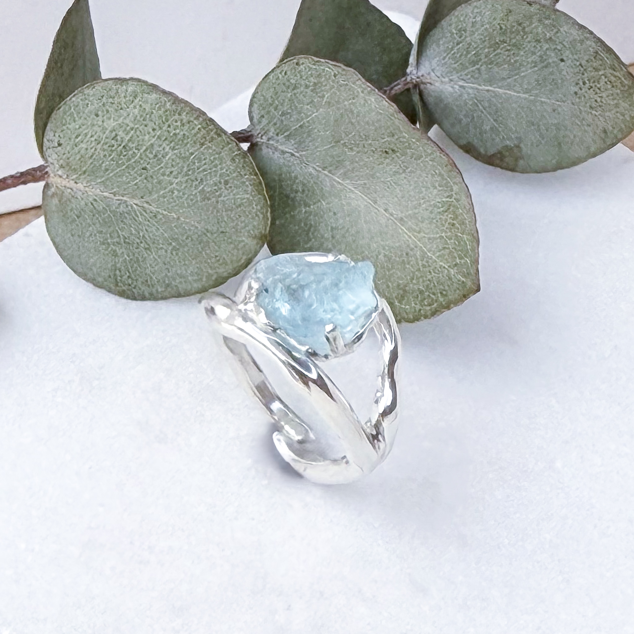 Δαχτυλίδι Ροή chevalier με aquamarine - Image 4