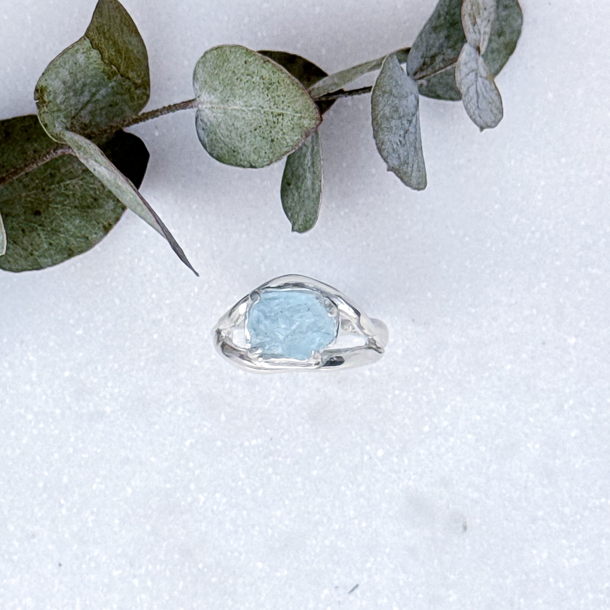 Δαχτυλίδι Ροή chevalier με aquamarine