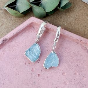 Σκουλαρίκια Ροή με aquamarine