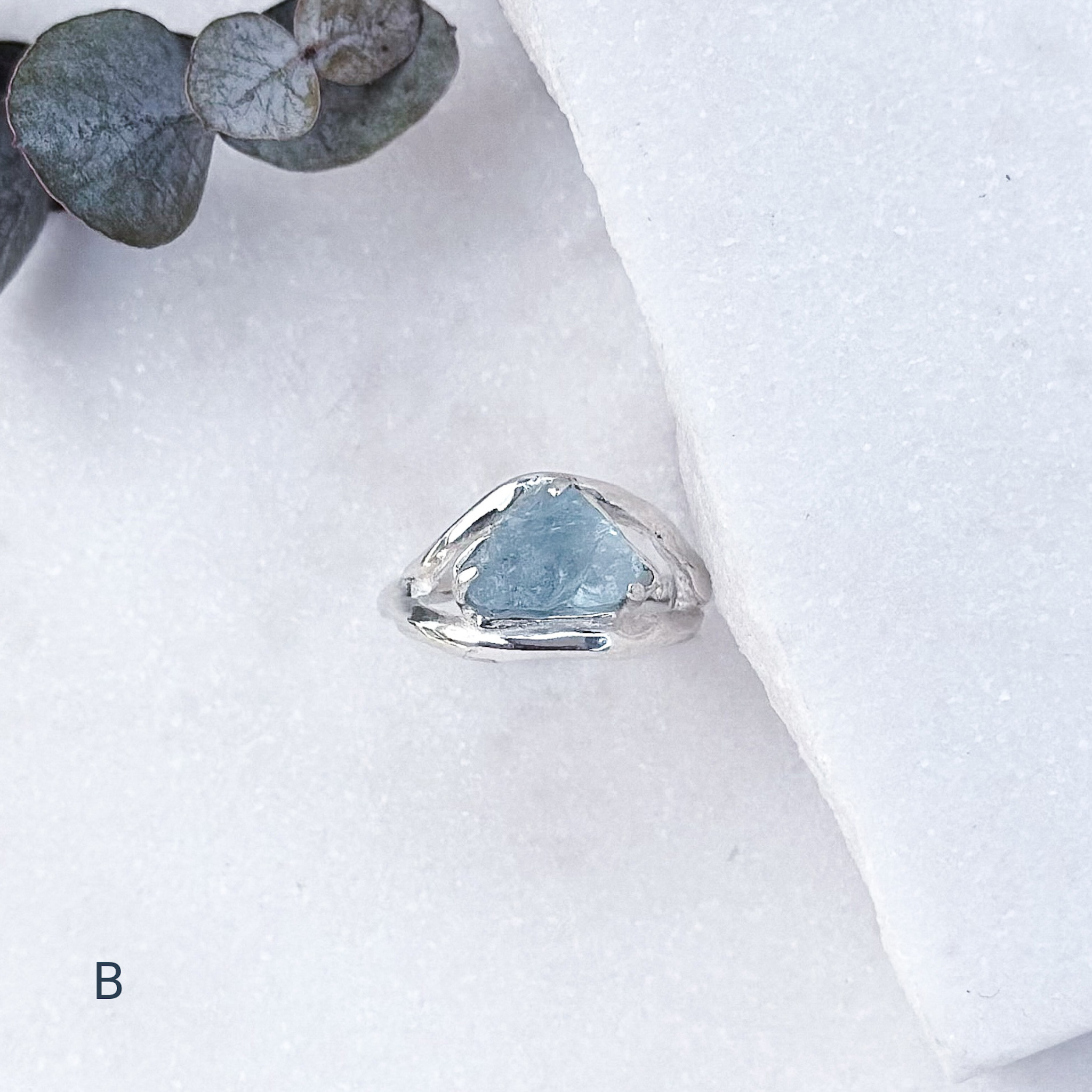 Δαχτυλίδι Ροή chevalier με aquamarine - Image 5