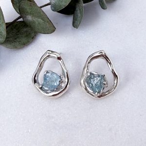 Σκουλαρίκια Κύκλος με aquamarine