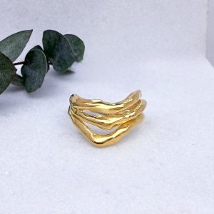 Δαχτυλίδι chevalier Fluid, επιχρυσωμένο