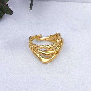 Δαχτυλίδι Fluid, επιχρυσωμένο
